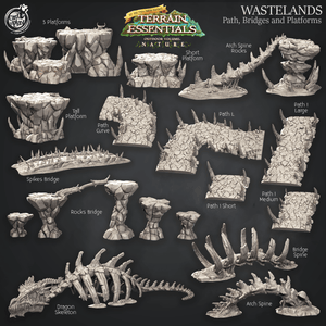 3D Printed Cast n Play Terrain Essentials Nature Wastelands Terrain - Path, Bridges and Platforms Set 28mm 32mm D&D - Charming Terrain