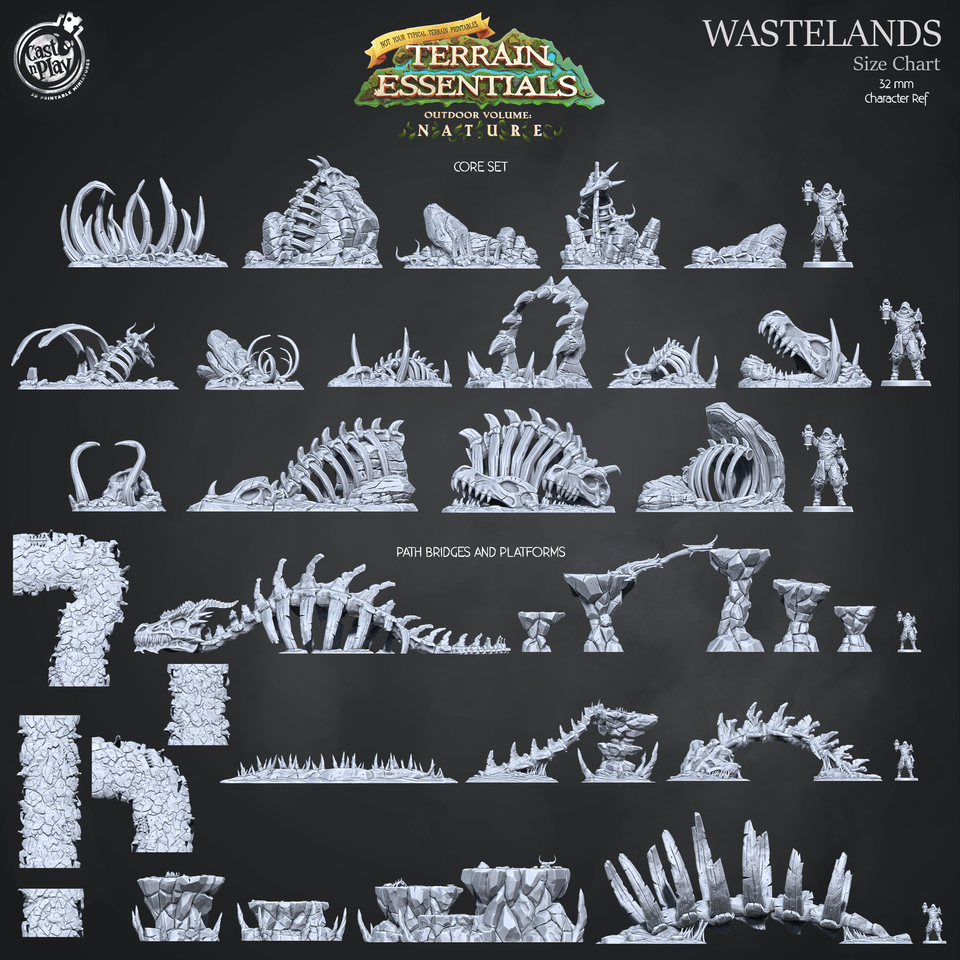 3D Printed Cast n Play Terrain Essentials Nature Wastelands Terrain - Path, Bridges and Platforms Set 28mm 32mm D&D - Charming Terrain
