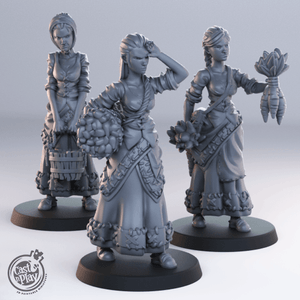 3D Printed Cast n Play Town Girl Townsfolk 28mm 32mm D&D - Charming Terrain
