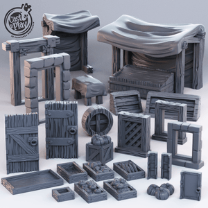 3D Printed Cast n Play Town Modular Props Townsfolk 28mm 32mm D&D - Charming Terrain
