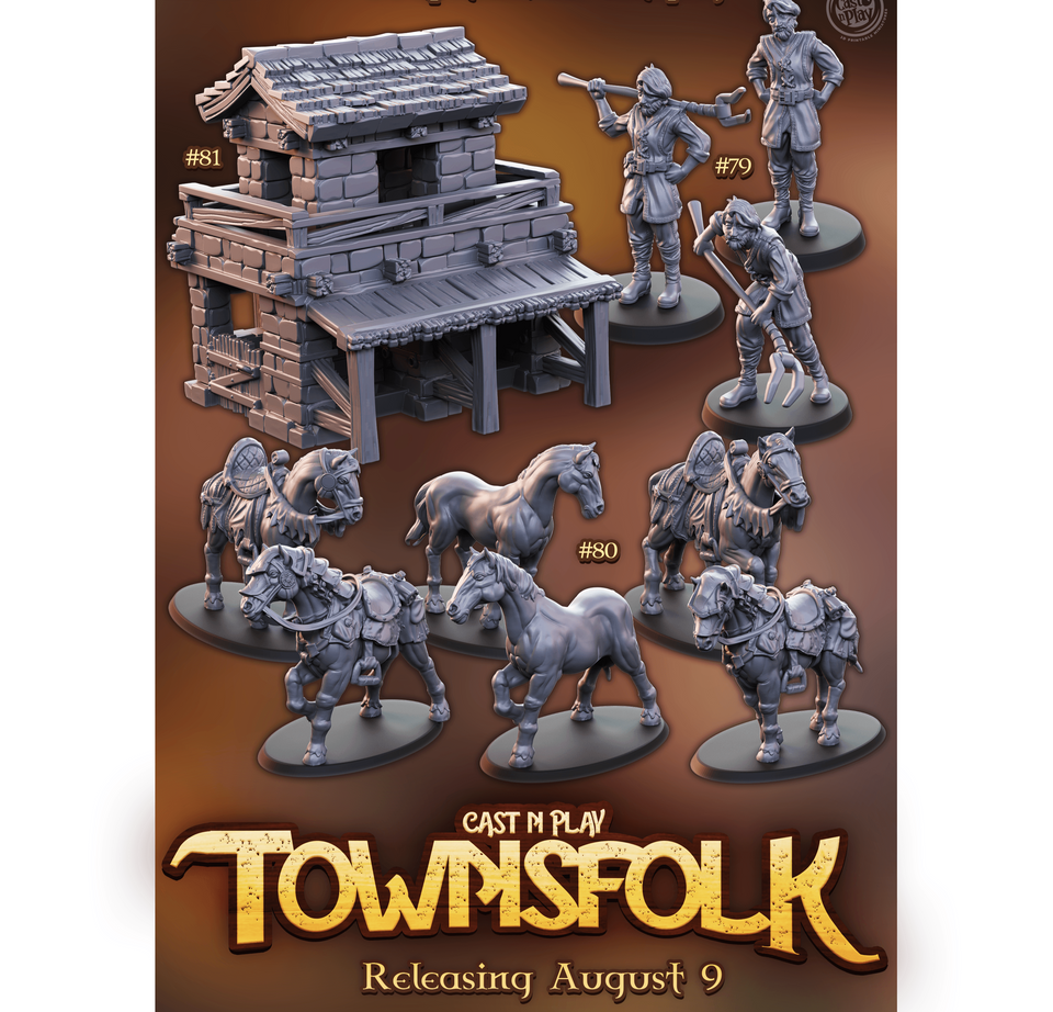 3D Printed Cast n Play Townsfolk First Release 28mm 32mm D&D - Charming Terrain