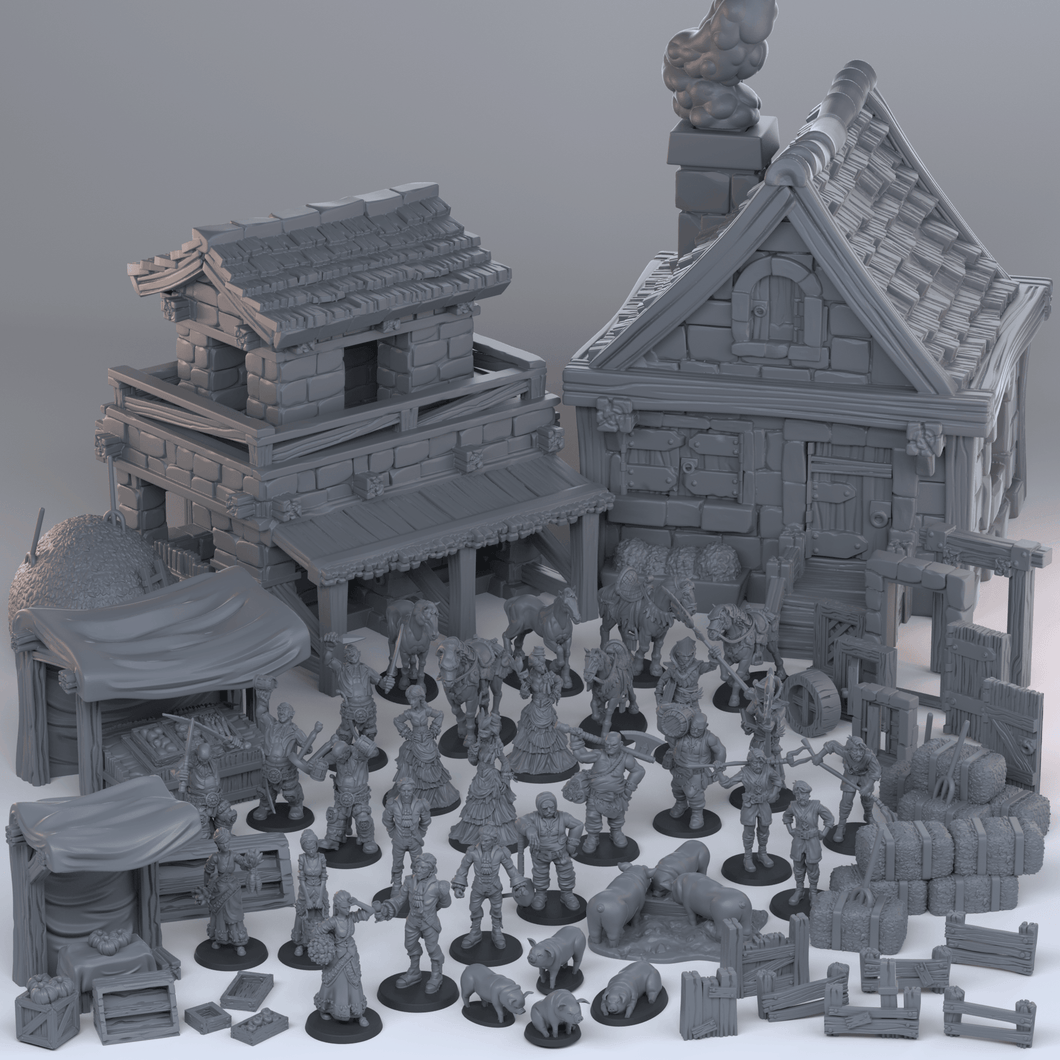 3D Printed Cast n Play Townsfolk Forth Release 28mm 32mm D&D - Charming Terrain