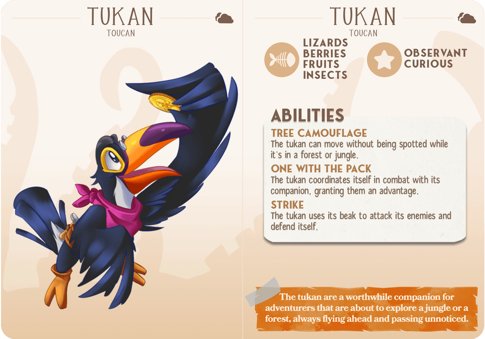 3D Printed Cast n Play Tukan - Toucan Companions 28mm 32mm D&D - Charming Terrain