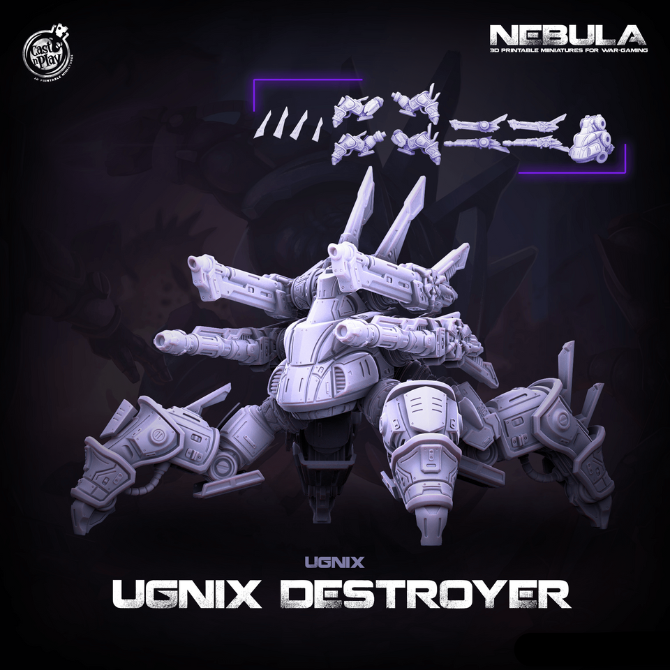 3D Printed Cast n Play Ugnix Destroyer Nebula Origins 28mm 32mm D&D - Charming Terrain