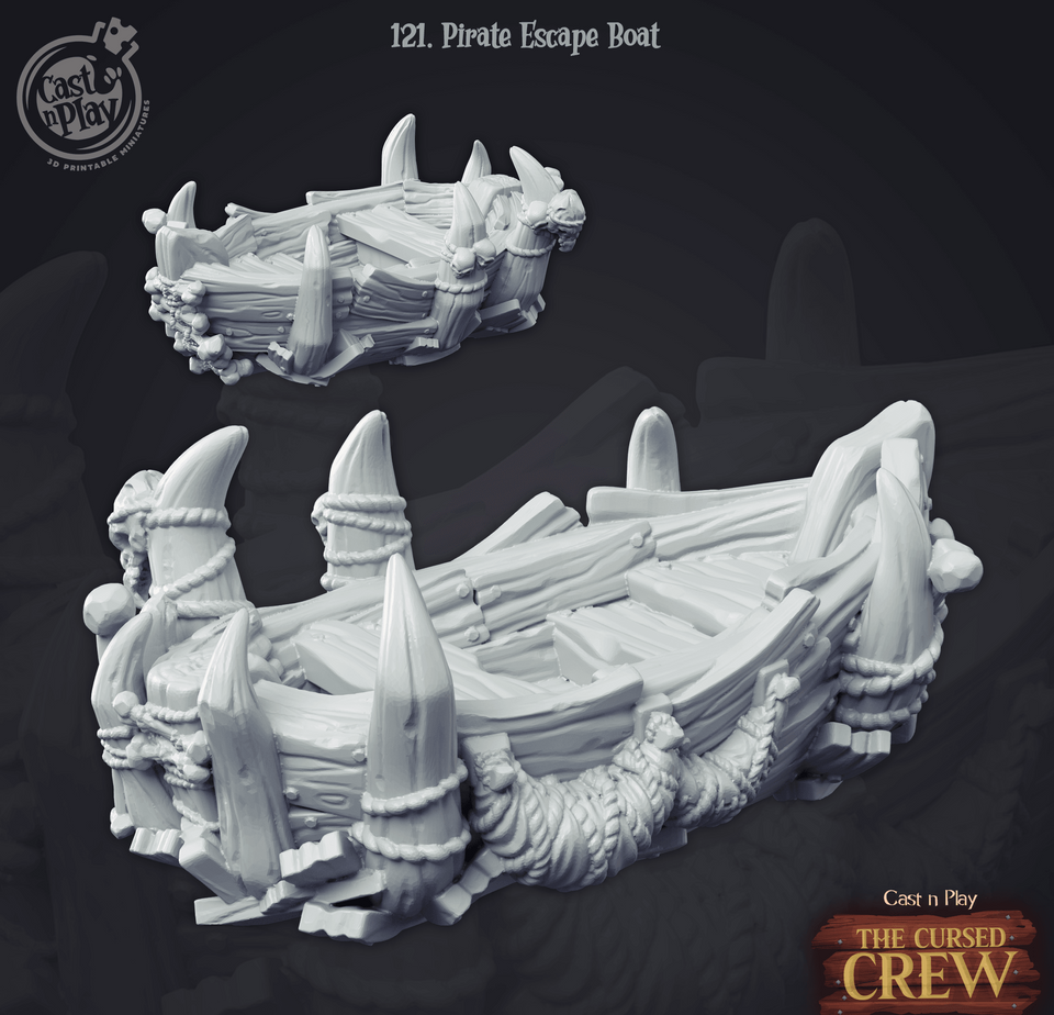 3D Printed Cast n Play Undead Pirate Escape Boat 28mm 32mm D&D - Charming Terrain