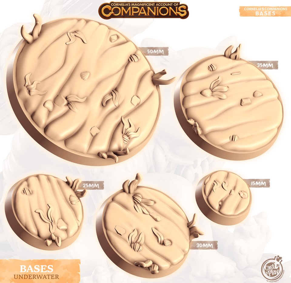 3D Printed Cast n Play Underwater Bases Companion's Bases - Master Pack Companions 28mm 32mm D&D - Charming Terrain
