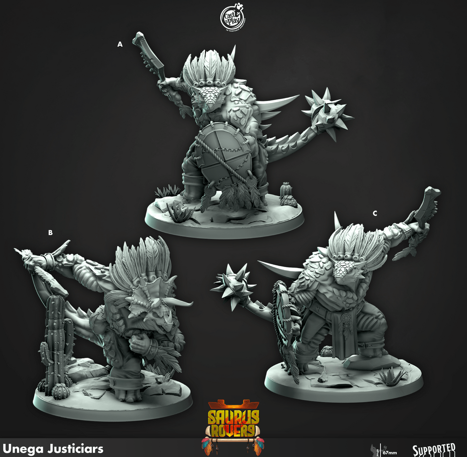 3D Printed Cast n Play Unega Justiciars Saurus Rovers Set 28mm 32mm D&D - Charming Terrain