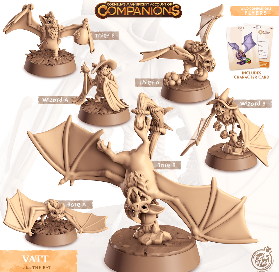 3D Printed Cast n Play Vatt - Bat Companions 28mm 32mm D&D - Charming Terrain