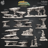 3D Printed Cast n Play Volcano Terrain Geysers, Platforms and Bridges Set Terrain Essentials 28mm 32mm D&D - Charming Terrain