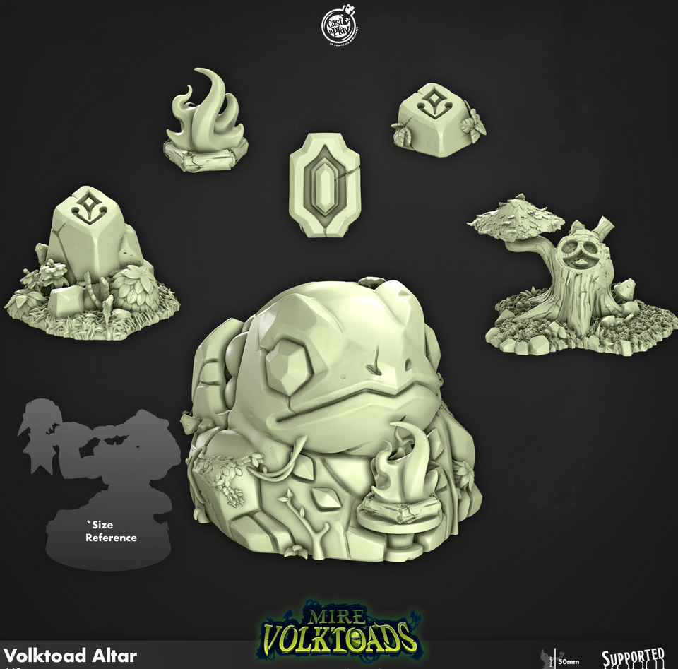 3D Printed Cast n Play Volktoad Altar Mire Volktoads Set 28mm 32mm D&D - Charming Terrain
