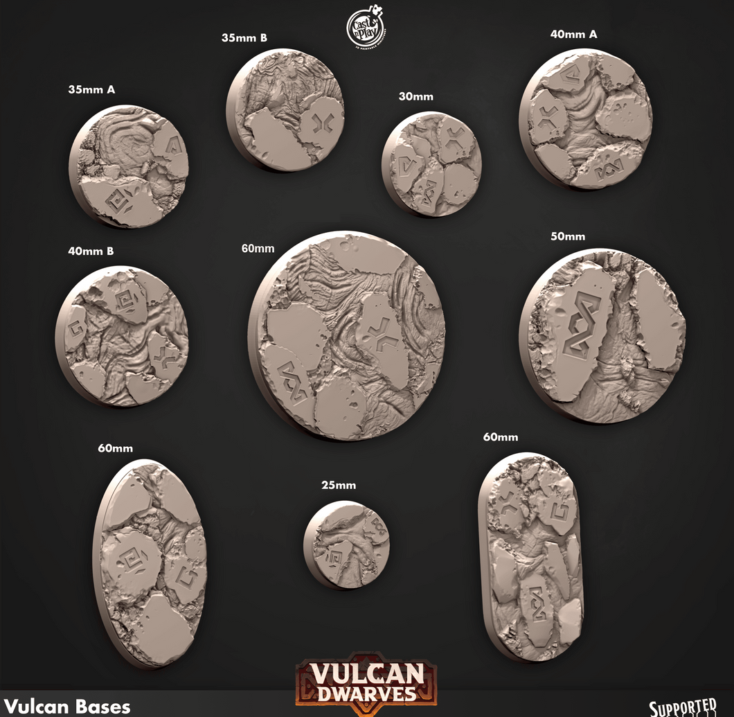 3D Printed Cast n Play Vulcan Bases Vulcan Dwarves Set 28mm 32mm D&D - Charming Terrain