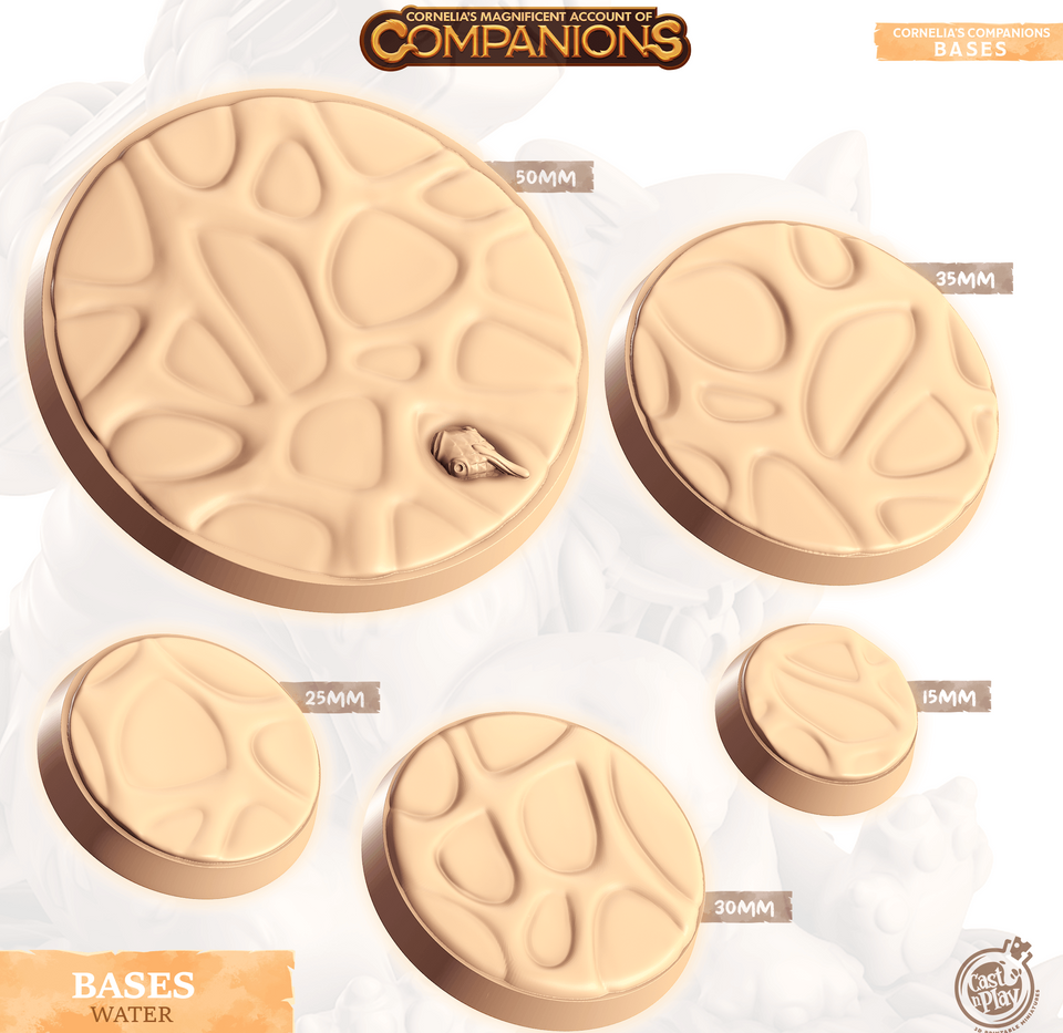 3D Printed Cast n Play Water Bases Companion's Bases - Master Pack Companions 28mm 32mm D&D - Charming Terrain
