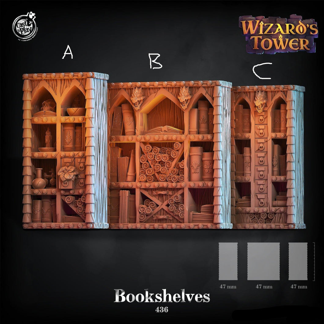 3D Printed Cast n Play Wizard's Tower - Bookshelves 28mm 32mm D&D - Charming Terrain