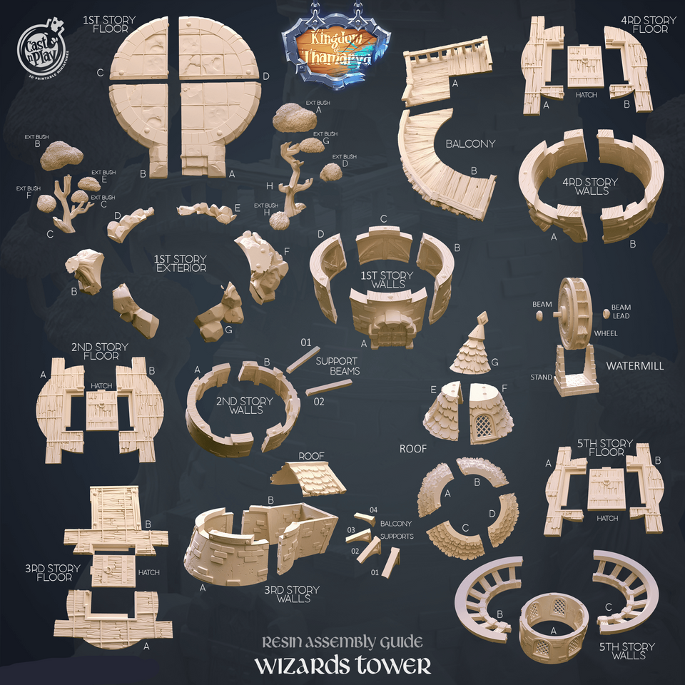 3D Printed Cast n Play Wizard's Tower Kingdom Of Thamarya 28mm 32mm D&D - Charming Terrain