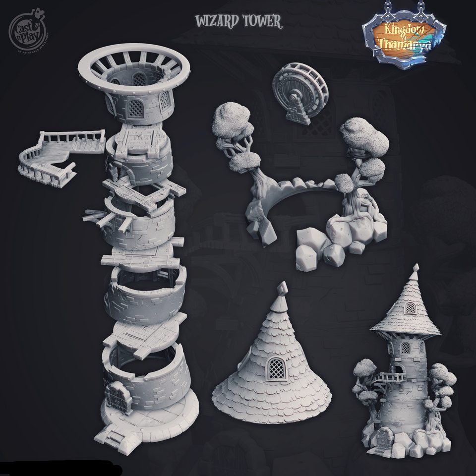 3D Printed Cast n Play Wizard's Tower Kingdom Of Thamarya 28mm 32mm D&D - Charming Terrain