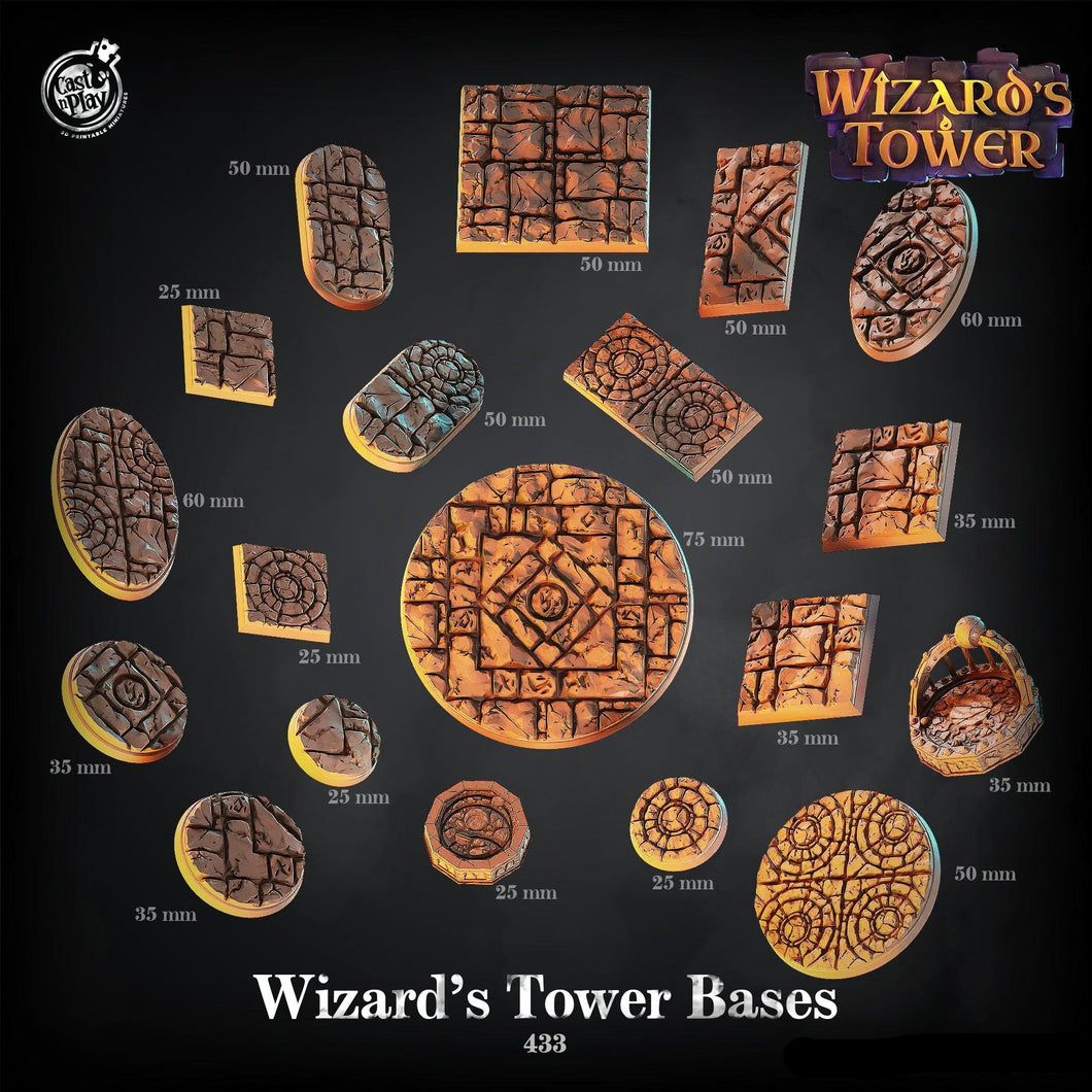 3D Printed Cast n Play Wizards Tower Bases Set 28mm 32mm D&D - Charming Terrain