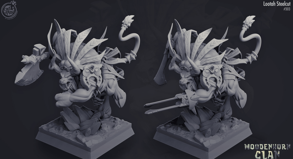 3D Printed Cast n Play Woodenhorn Clan - Lootah Steelcut 28mm 32mm D&D - Charming Terrain