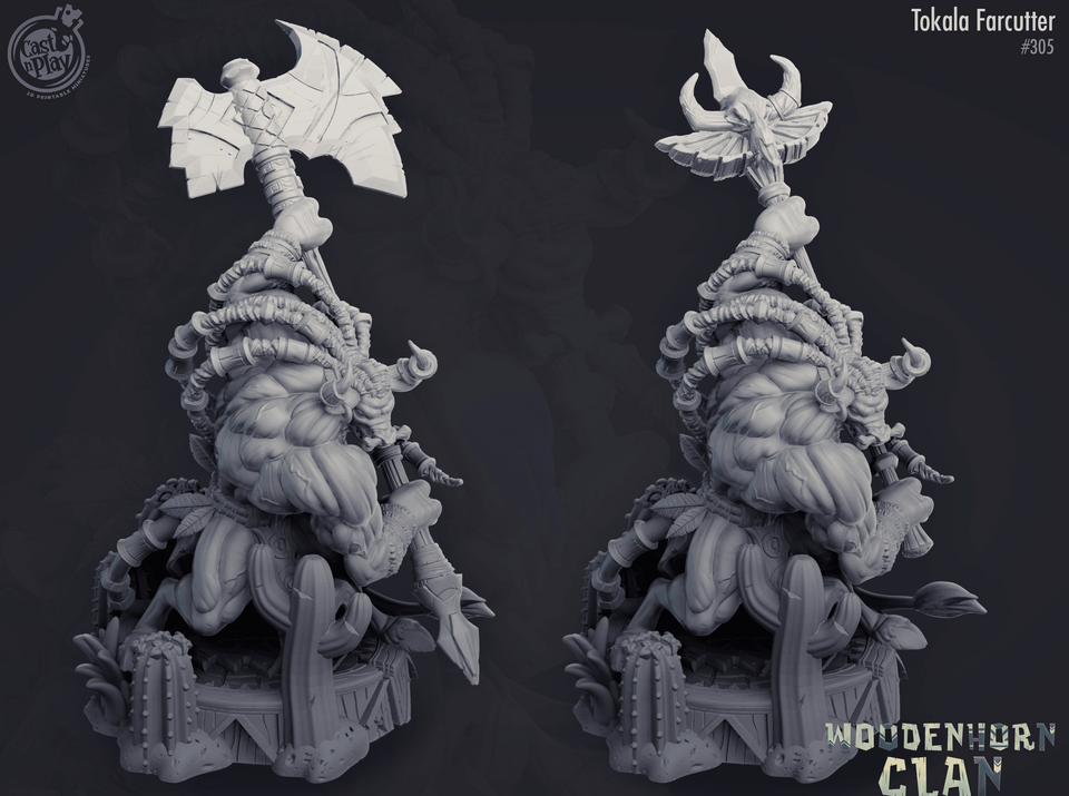 3D Printed Cast n Play Woodenhorn Clan - Tokala Farcutter 28mm 32mm D&D - Charming Terrain