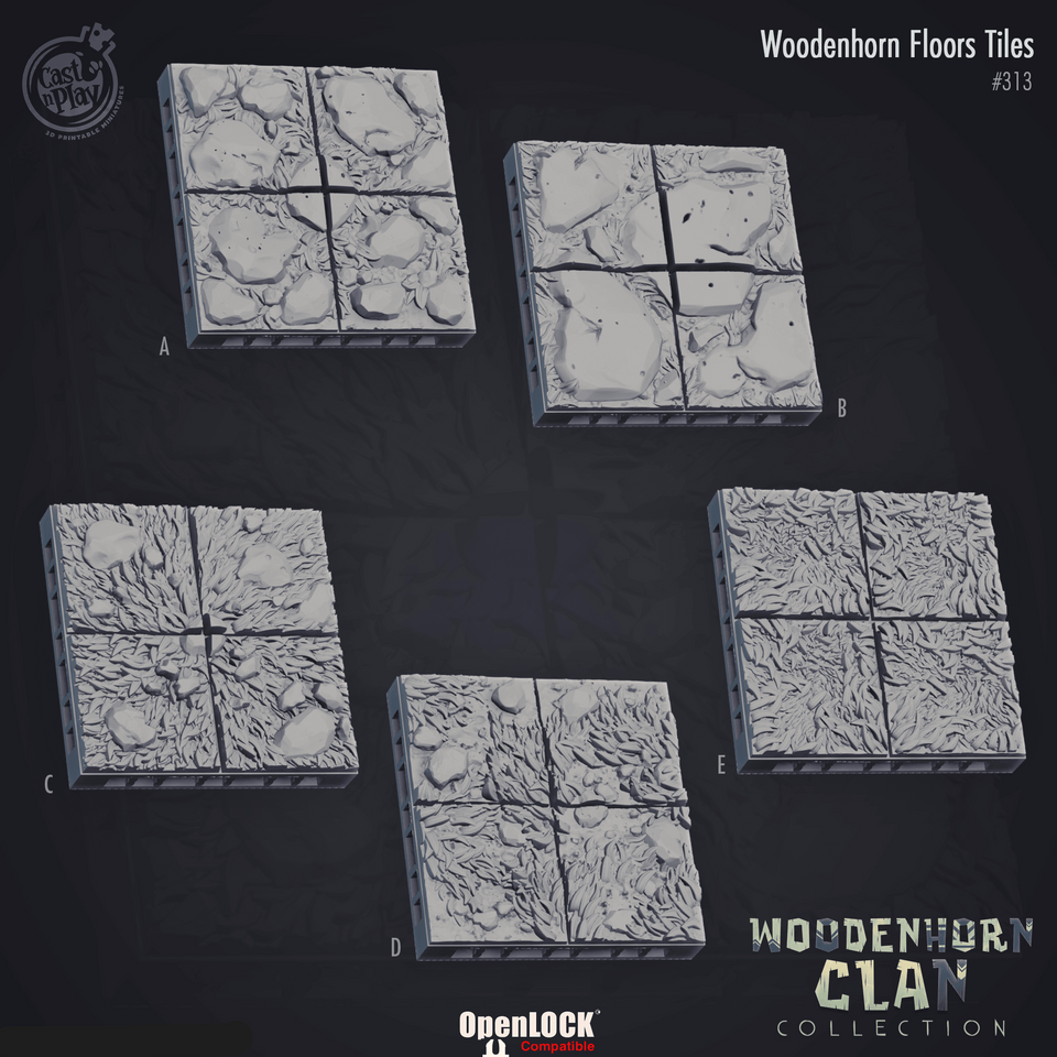 3D Printed Cast n Play Woodenhorn Clan - Woodenhorn Floors Tiles 28mm 32mm D&D - Charming Terrain