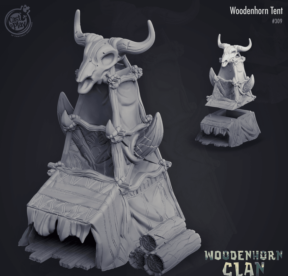 3D Printed Cast n Play Woodenhorn Clan - Woodenhorn Tents 28mm 32mm D&D - Charming Terrain