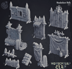 3D Printed Cast n Play Woodenhorn Clan - Woodenhorn Walls 28mm 32mm D&D - Charming Terrain