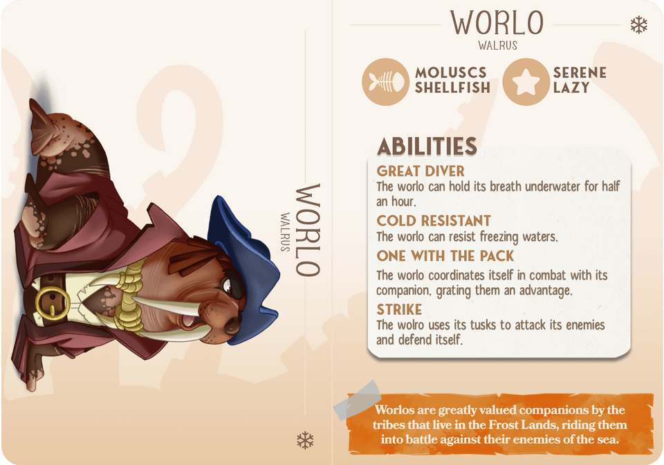 3D Printed Cast n Play Worlo - Walrus Companions 28mm 32mm D&D - Charming Terrain