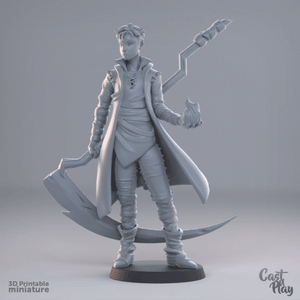 3D Printed Cast n Play Young Fire Wizard 28mm 32mm D&D - Charming Terrain