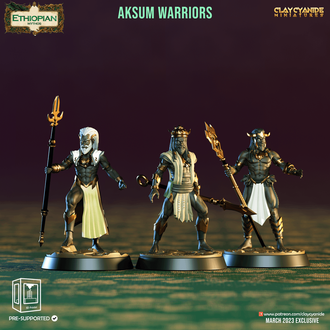 3D Printed Clay Cyanide Aksum Warriors Ethiopian Mythos 28 32 mm D&D - Charming Terrain