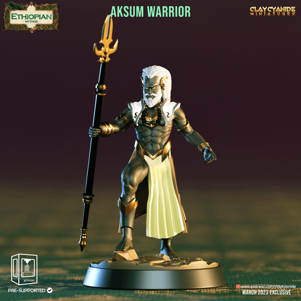 3D Printed Clay Cyanide Aksum Warriors Ethiopian Mythos 28 32 mm D&D - Charming Terrain