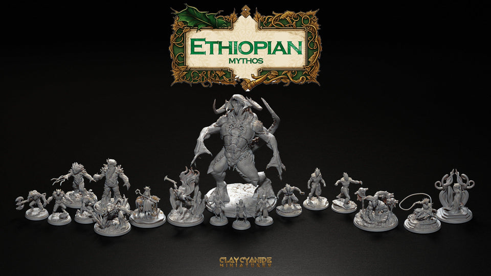 3D Printed Clay Cyanide Aksum Warriors Ethiopian Mythos 28 32 mm D&D - Charming Terrain