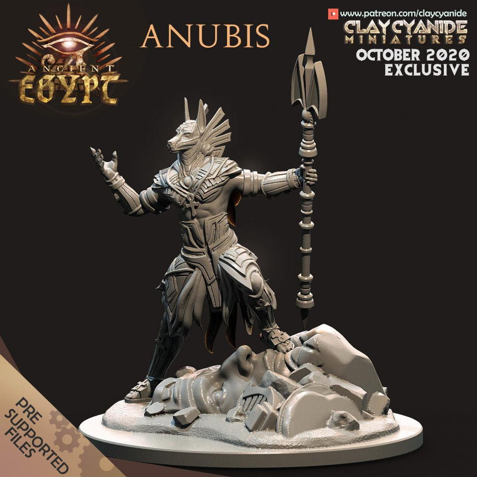 3D Printed Clay Cyanide Anubis Egyptian Mythology 28 32 mm D&D - Charming Terrain