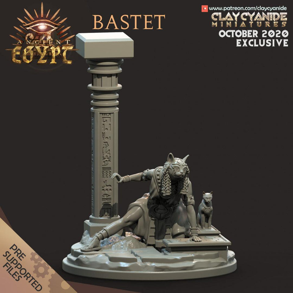 3D Printed Clay Cyanide Bastet Egyptian Mythology 28 32 mm D&D - Charming Terrain