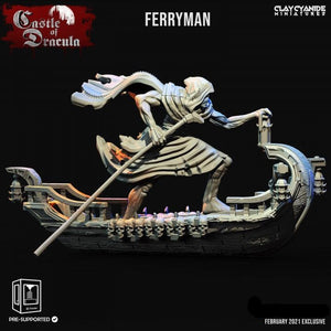 3D Printed Clay Cyanide Castle of Dracula - Ferryman 28mm 32mm D&D - Charming Terrain