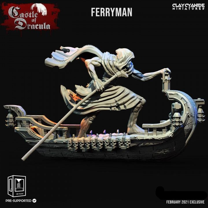 3D Printed Clay Cyanide Castle of Dracula - Ferryman 28mm 32mm D&D - Charming Terrain