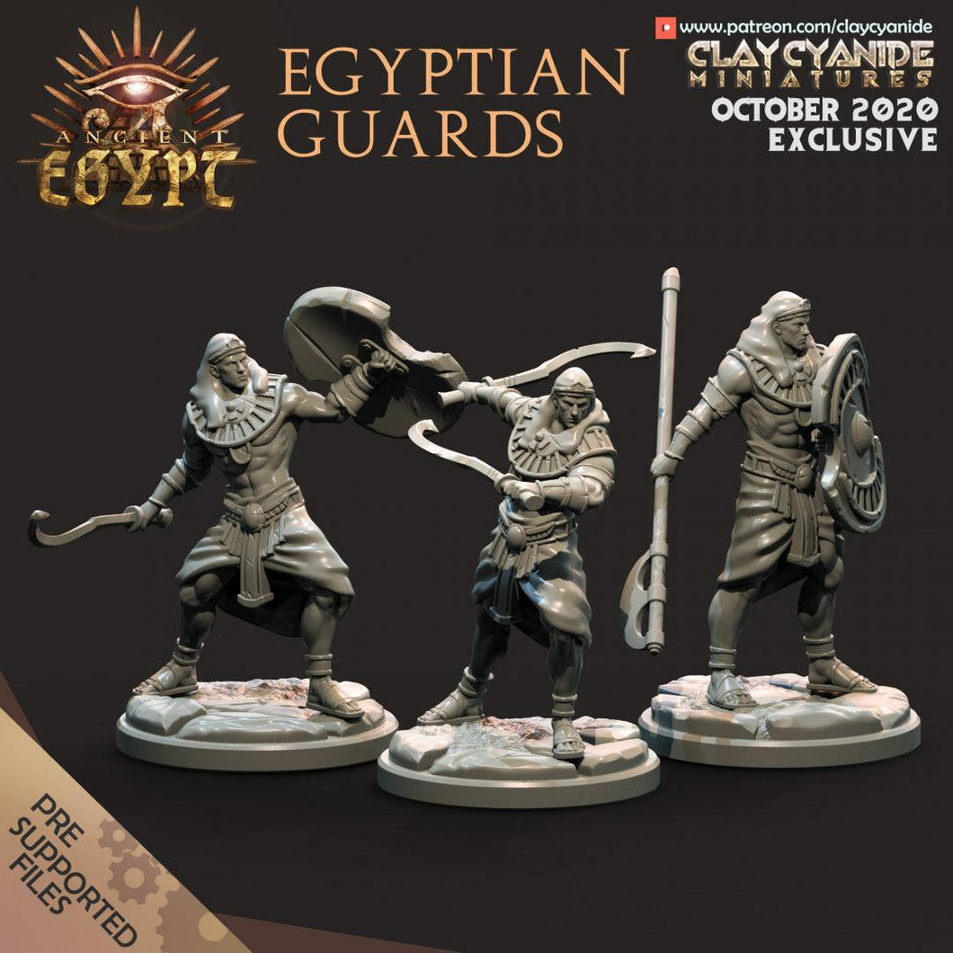 3D Printed Clay Cyanide Egyptian Guards Egyptian Mythology 28 32 mm D&D - Charming Terrain