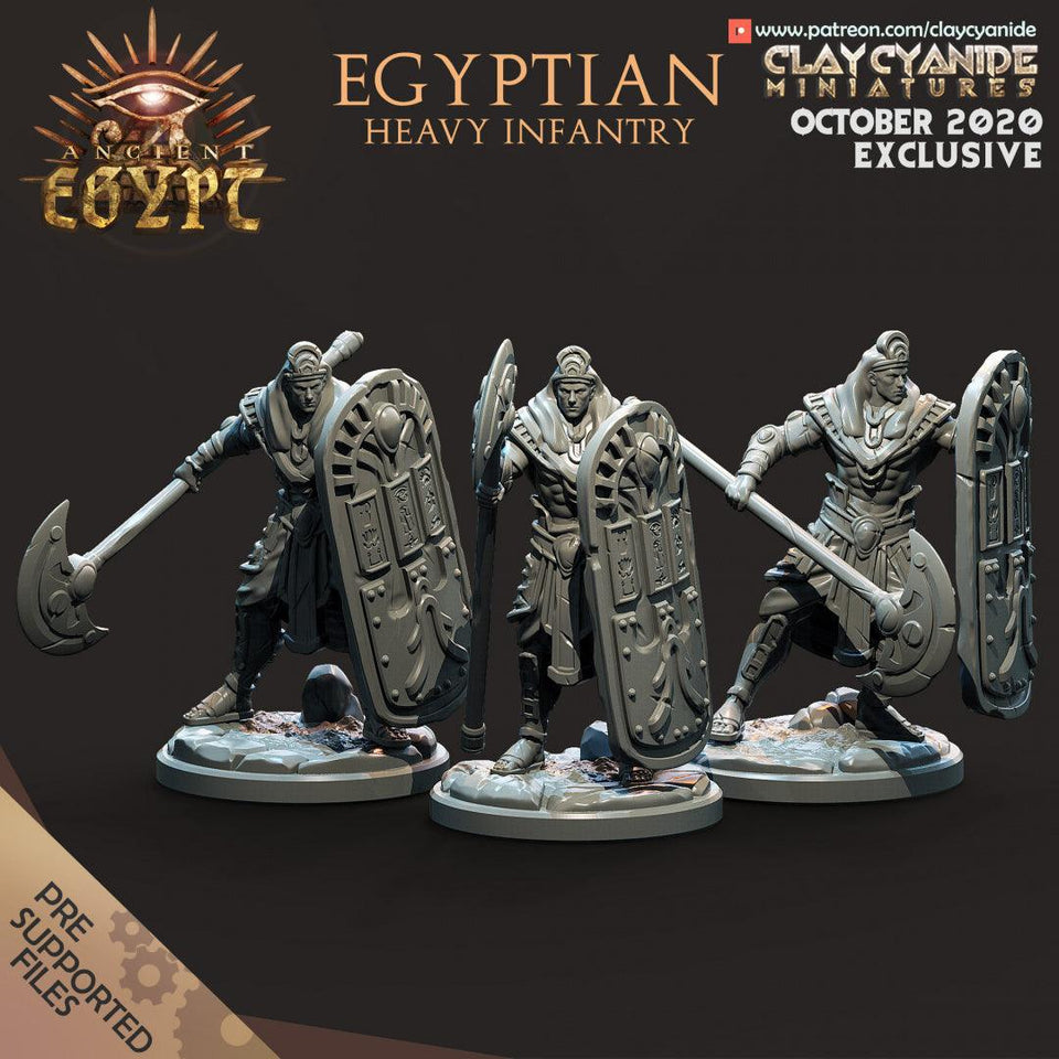 3D Printed Clay Cyanide Egyptian Heavy Infantry Egyptian Mythology 28 32 mm D&D - Charming Terrain
