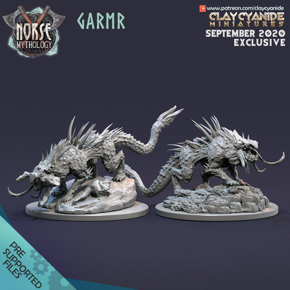 3D Printed Clay Cyanide Garmr Norse Mythology 28 32 mm D&D - Charming Terrain