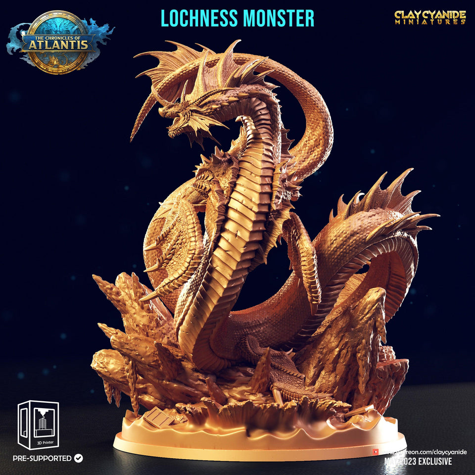 3D Printed Clay Cyanide Lochness Monster The Chronicles of Atlantis 28 32 mm D&D - Charming Terrain