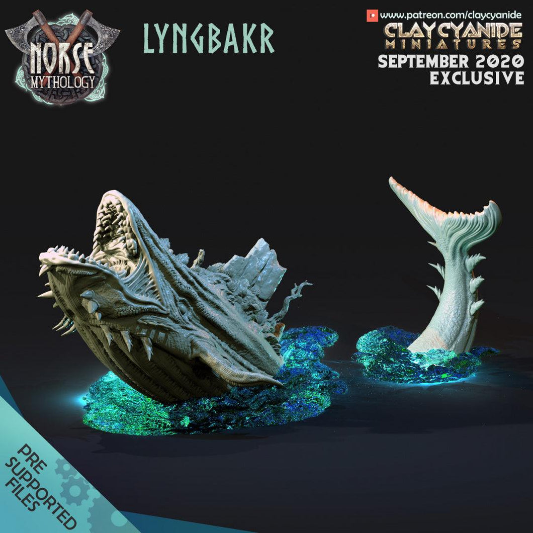 3D Printed Clay Cyanide Lyngbakr Norse Mythology 28 32 mm D&D - Charming Terrain