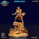 3D Printed Clay Cyanide Merman Lancers The Chronicles of Atlantis 28 32 mm D&D - Charming Terrain