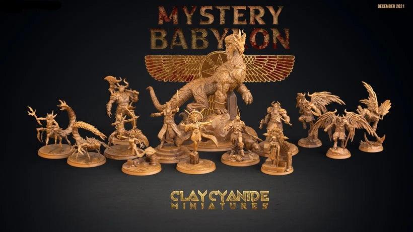 3D Printed Clay Cyanide Mystery Babylon - Winged Bull Men 28mm 32mm D&D - Charming Terrain