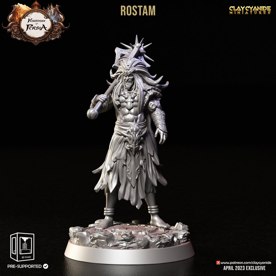 3D Printed Clay Cyanide Rostam Kingdom of Persia 28 32 mm D&D - Charming Terrain