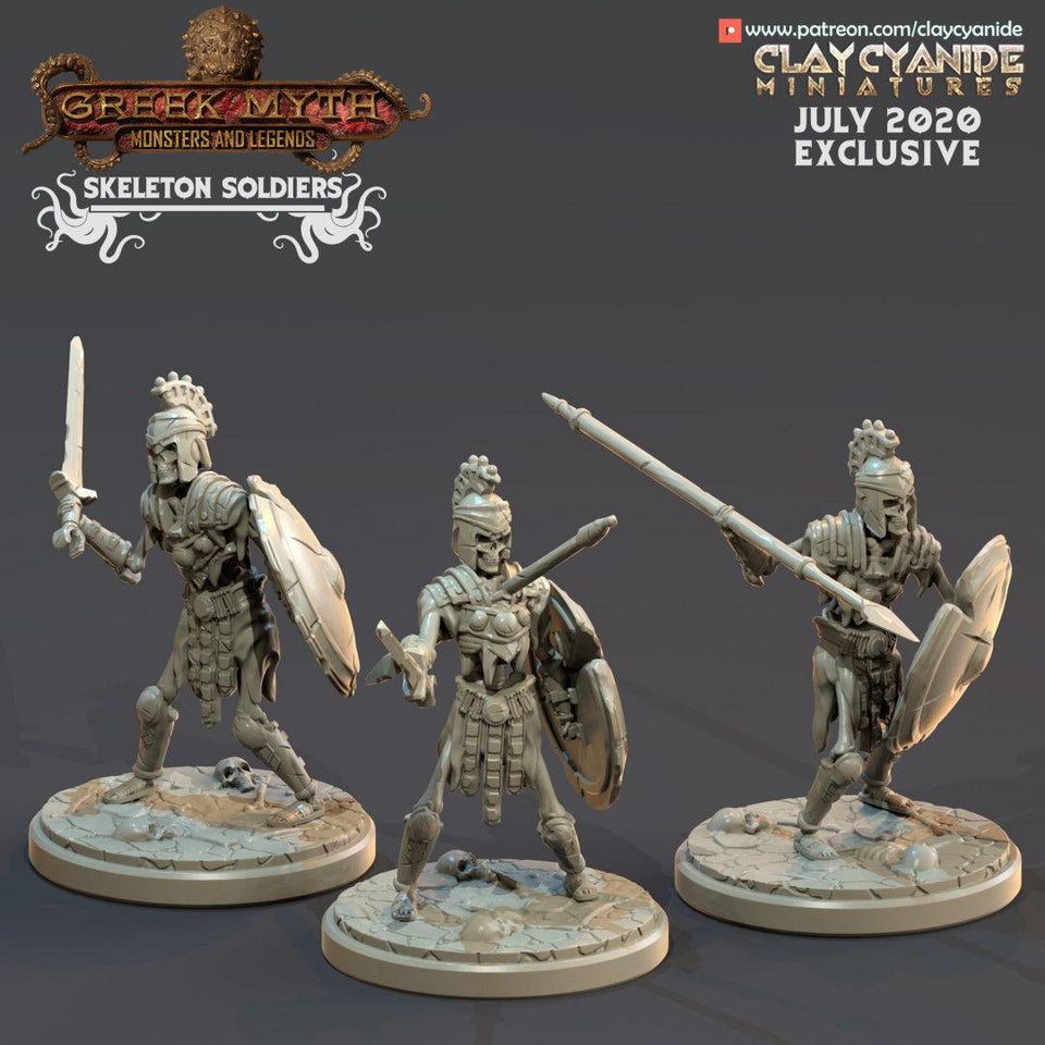 3D Printed Clay Cyanide Skeleton Soldiers Greek Mythology Part 2 28 32 mm D&D - Charming Terrain