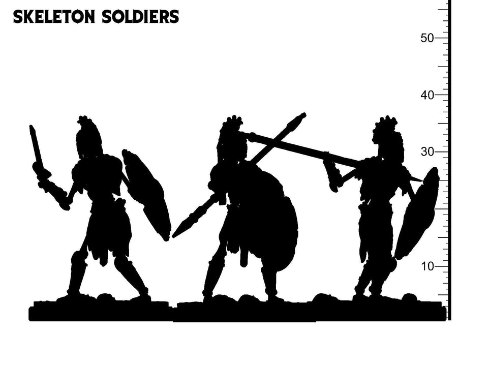3D Printed Clay Cyanide Skeleton Soldiers Greek Mythology Part 2 28 32 mm D&D - Charming Terrain