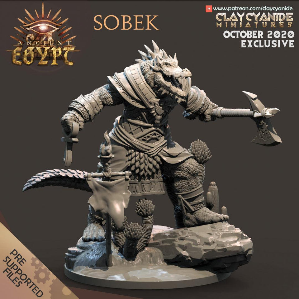 3D Printed Clay Cyanide Sobek Egyptian Mythology 28 32 mm D&D - Charming Terrain