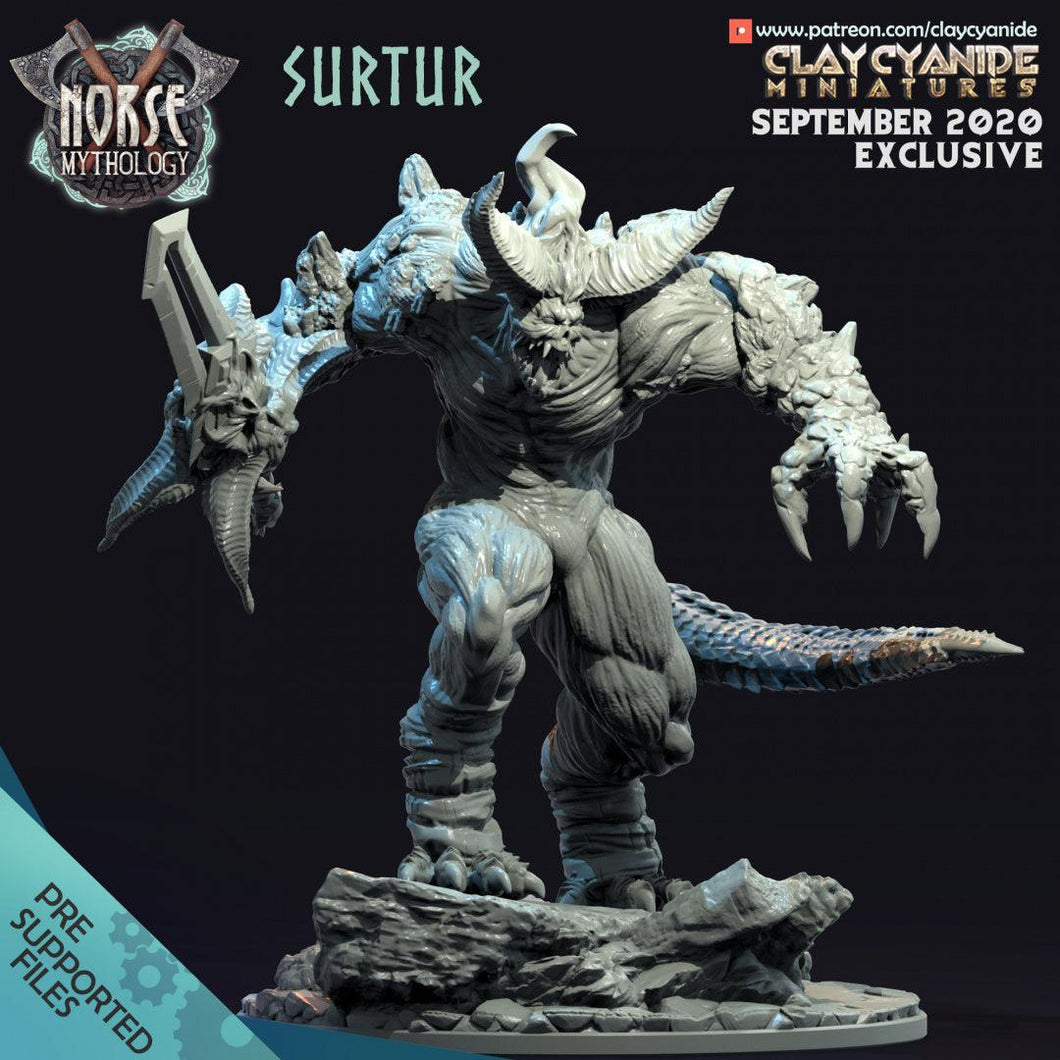 3D Printed Clay Cyanide Surtur Norse Mythology 28 32 mm D&D - Charming Terrain