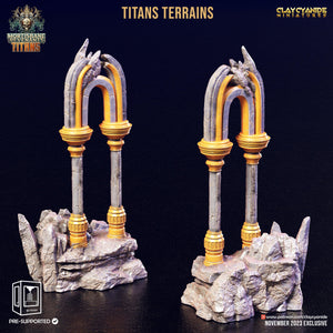 3D Printed Clay Cyanide Titan Terrain Set Mortisbane Titans Set 28 32 mm D&D - Charming Terrain
