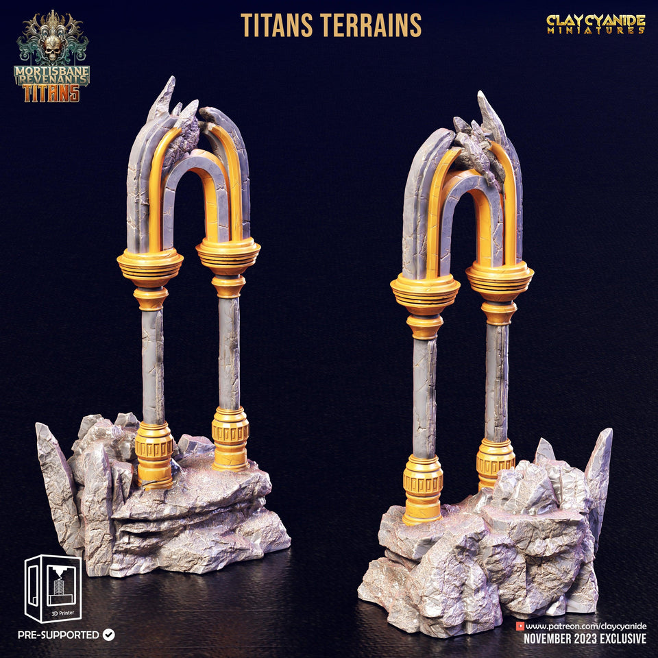 3D Printed Clay Cyanide Titan Terrain Set Mortisbane Titans Set 28 32 mm D&D - Charming Terrain