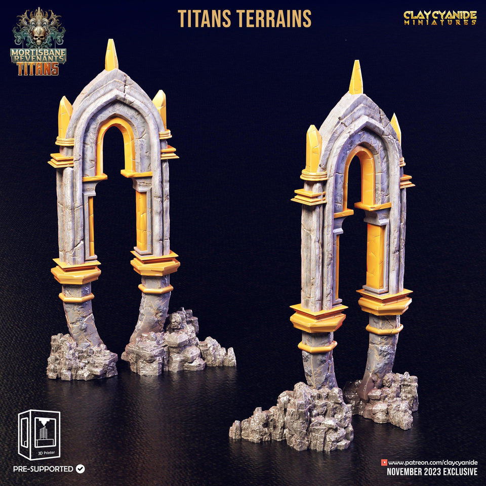 3D Printed Clay Cyanide Titan Terrain Set Mortisbane Titans Set 28 32 mm D&D - Charming Terrain