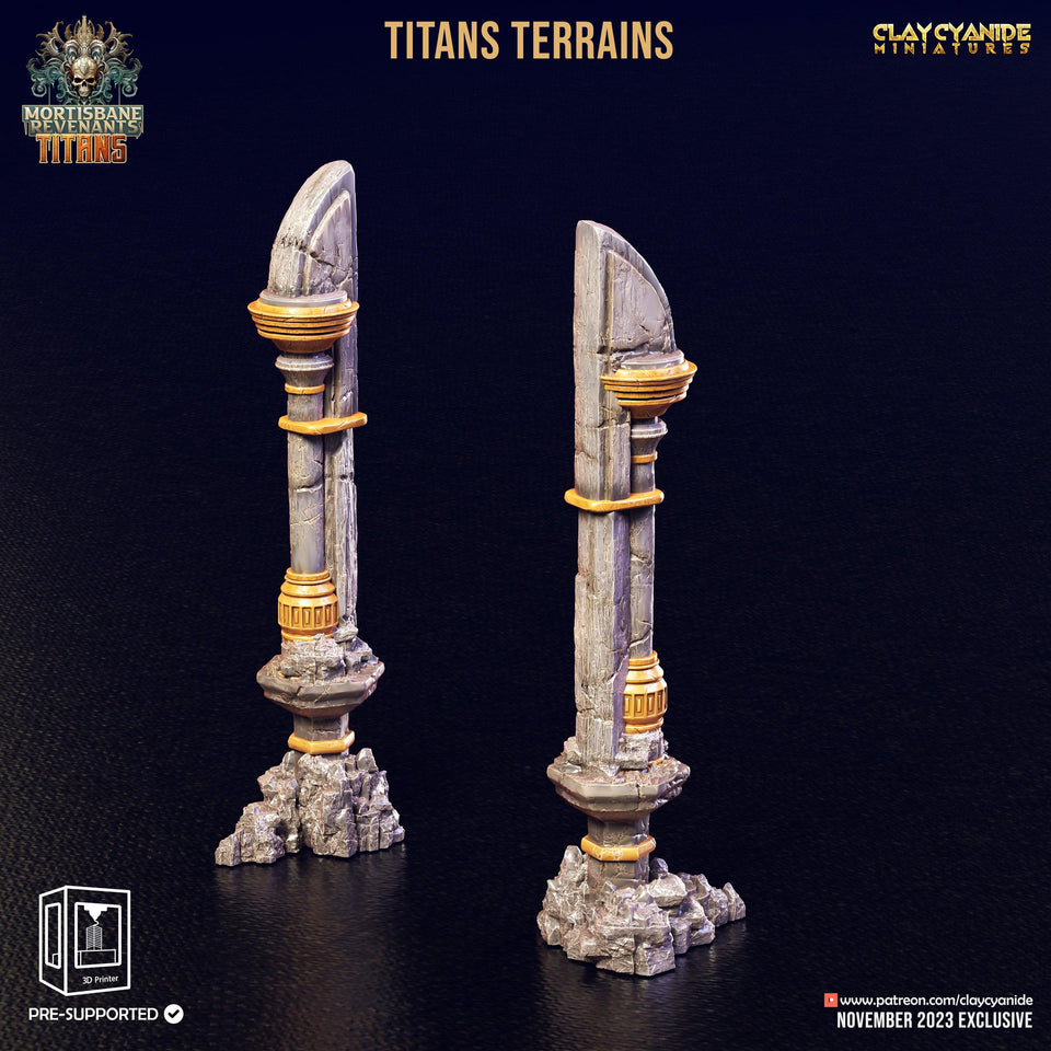 3D Printed Clay Cyanide Titan Terrain Set Mortisbane Titans Set 28 32 mm D&D - Charming Terrain